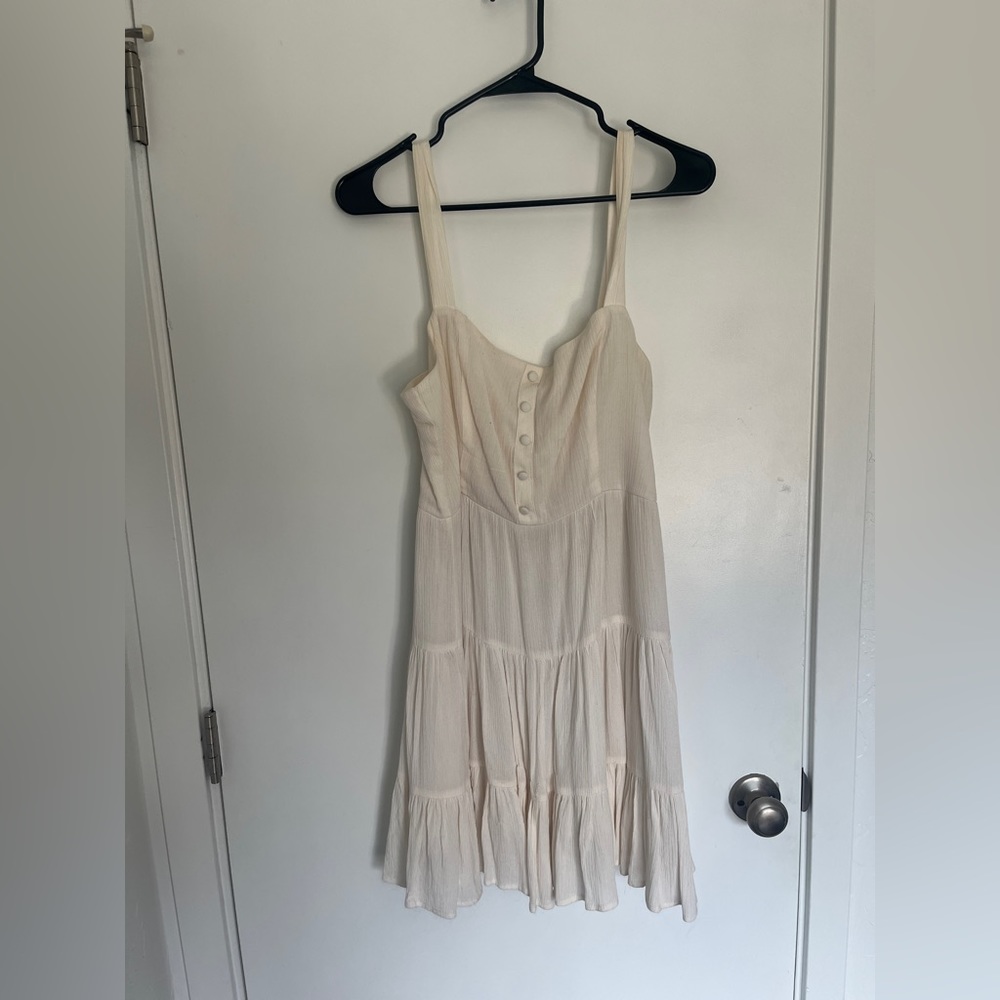 Cream Tiered Mini Sundress Lightweight